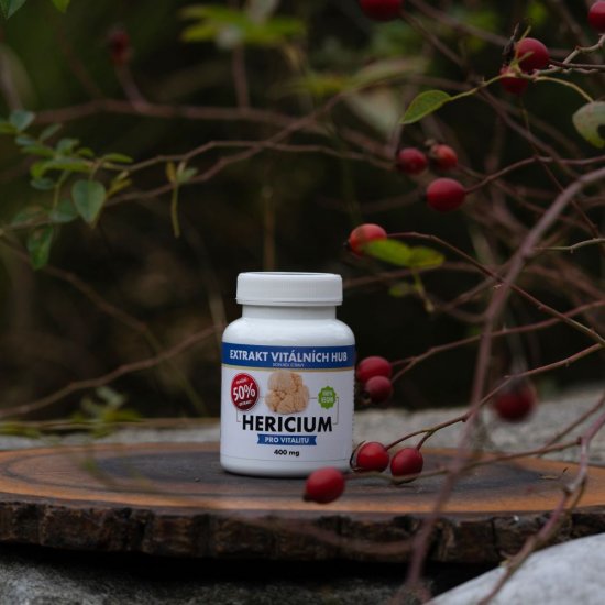 Hericium 50%, Lví hříva min.50% polysacharidů a 20% Beta glukanů
