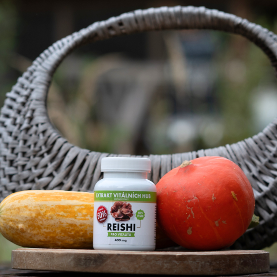 Reishi 50% - Leskokorka lesklá min.50% polysacharidů a 20% Beta glukanů