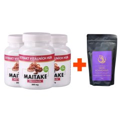Výhodné balení Maitake (3X Maitake 120 kapslí + Houbová káva "Tanec Rovnováhy" ZDARMA)