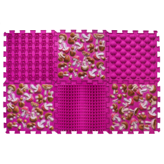 Masážní ortopedická podložka Puzzle Mix 6 modulů růžová houba