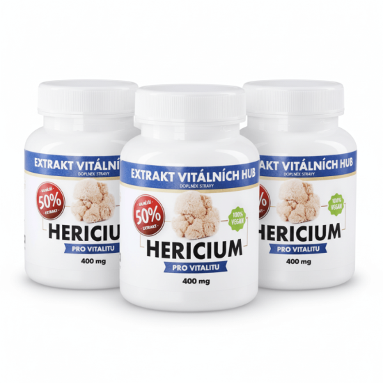 Hericium 50%, Lví hříva 360 kapslí 2 + 1 ZDARMA