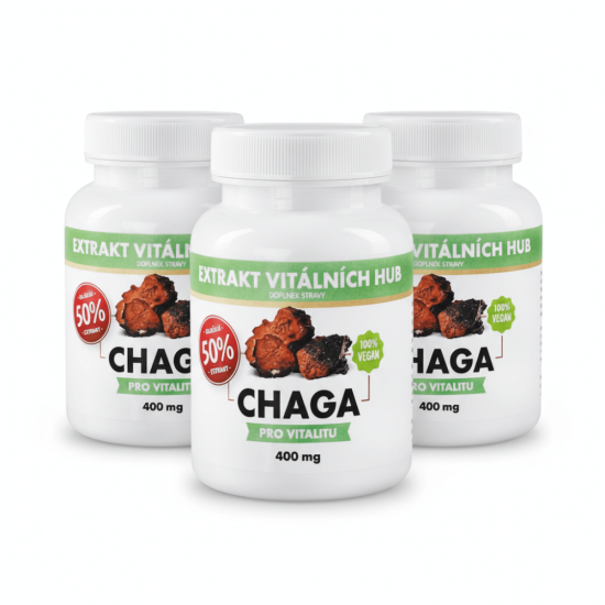 Chaga 50% - Rezavec šikmý 360 kapslí  2 + 1 ZDARMA