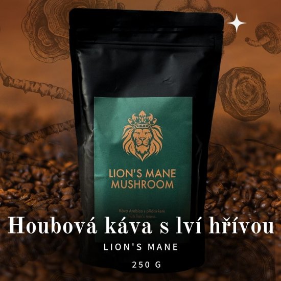 Houbová káva s Lví Hřívou (káva Arabica, Lví hříva) 250 g