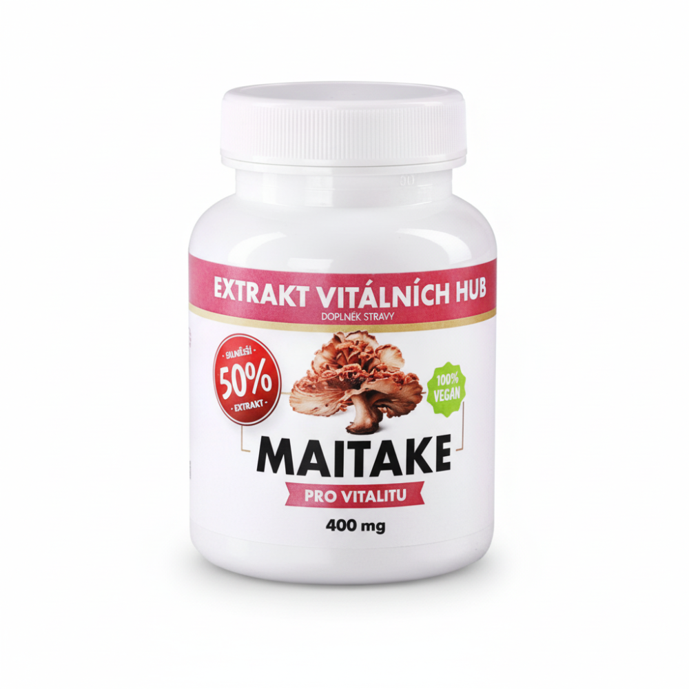 Maitake 50% - Trsnatec lupenitý (Grifola frondosa) min.50% polysacharidů a 20% Beta glukanů