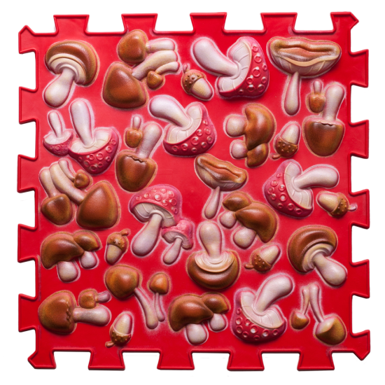 Masážní podložka Puzzle Houby barevné červené 1 modul