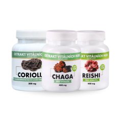 Vitalita, obranyschopnost a vnitřní síla - Coriolus + Chaga + Reishi 2+1 ZDARMA