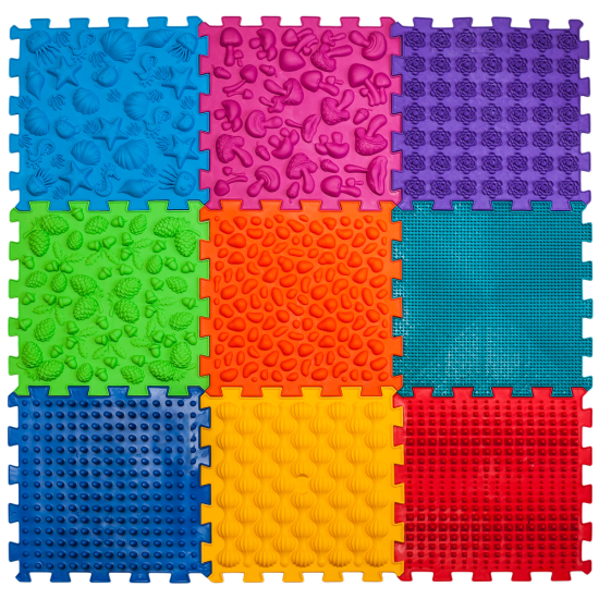 Masážní ortopedická podložka Puzzle Mix 9 modulů - Počet prvků: 9