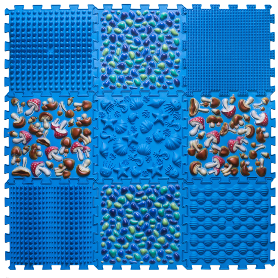 Masážní ortopedická podložka Puzzle Mix 9 modulů modrá