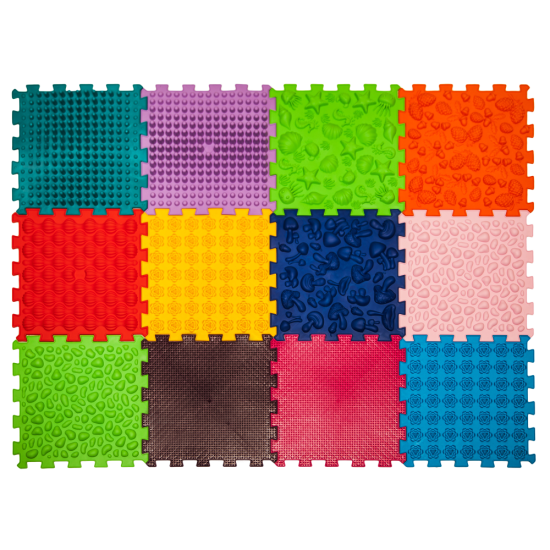 Masážní podložka Puzzle 12 prvků + 8 trojúhelníků - Počet prvků: 20