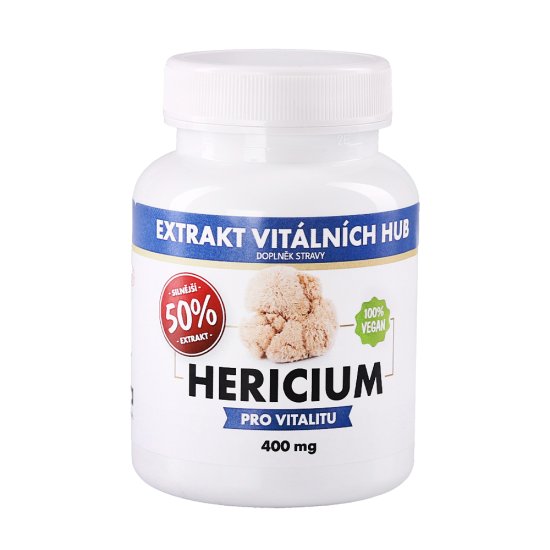 Hericium 50%, Lví hříva min.50% polysacharidů a 20% Beta glukanů