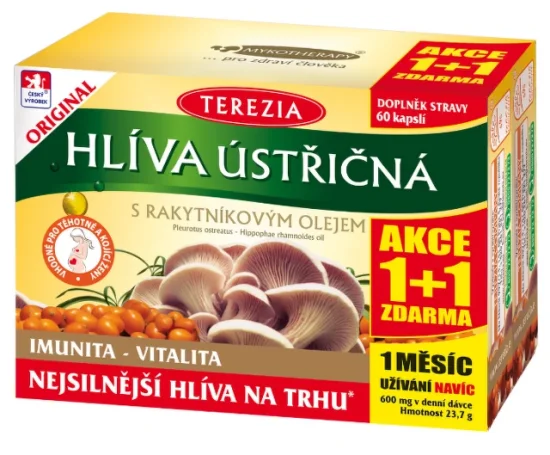 Hlíva ústřičná s rakytníkovým olejem 60+60 kapslí