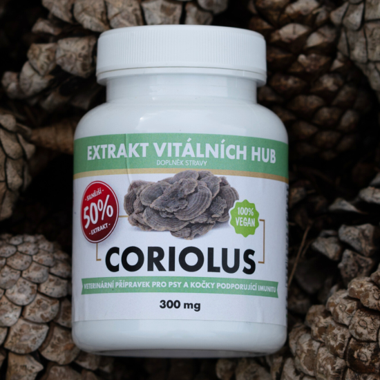 Coriolus 50 % - Outkovka pestrá min.50% polysacharidů a 20% β-1,3/1,6 D-glukanů