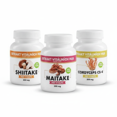 Energie, vitalita a hormonální rovnováha - Cordyceps + Maitake + Shiitake 2+1 ZDARMA