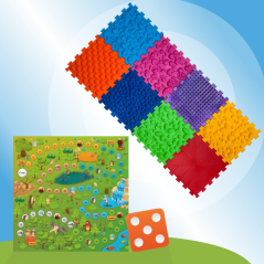 Masážní ortopedická podložka Ortek "Puzzle Mix" 8 modulů + Hra "Lesní dobrodružství"