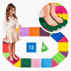 Masážní podložka Puzzle Dinosauři 12 prvků + 8 trojúhelníků