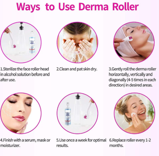 Derma roller pro mikrojehličkování 6 v 1 na obličej a tělo