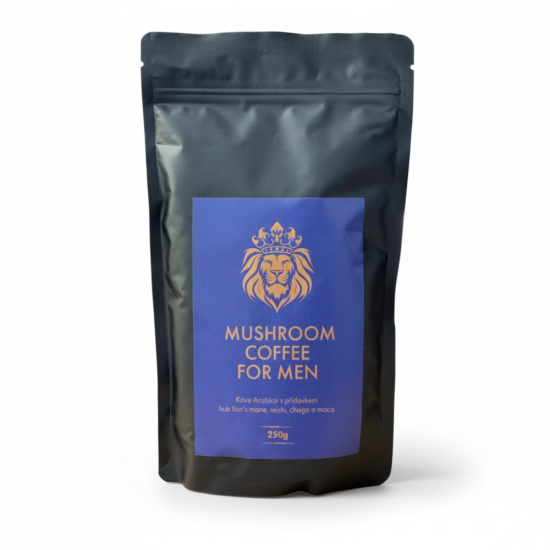Houbová káva pro muže (káva Arabica, lví hříva, reishi, chaga, maca) 250 g