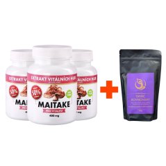 Výhodné balení Maitake 50% (3X Maitake 50% 120 kapslí + Houbová káva "Tanec Rovnováhy" ZDARMA)
