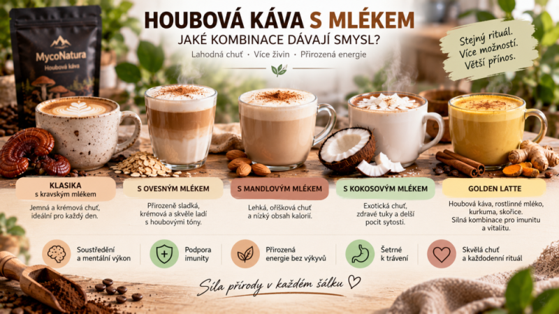 Houbová káva s mlékem: jaké kombinace dávají smysl