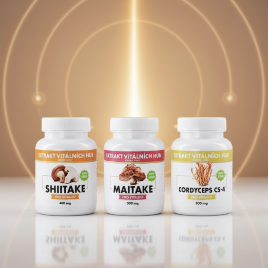 Energie, vitalita a hormonální rovnováha - Cordyceps + Maitake + Shiitake 2+1 ZDARMA