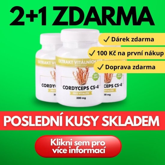 Cordyceps CS-4 - Housenice čínská 360 kapslí 2 + 1 ZDARMA