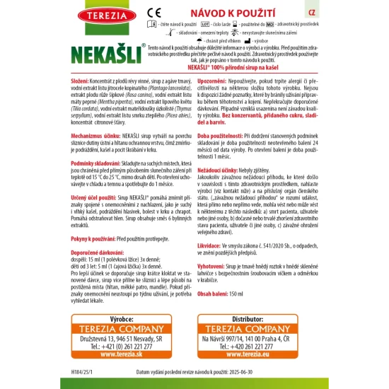 NEKAŠLI sirup na kašel 150 ml