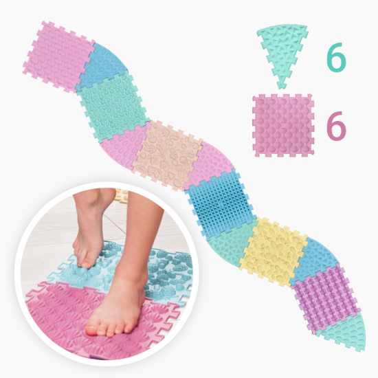 Masážní podložka Mix Puzzle 6 dílů + 6 sektorů pastel