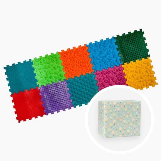Masážní ortopedická podložka Puzzle Mix 10 modulů + hra Lesní dobrodružství – dárek