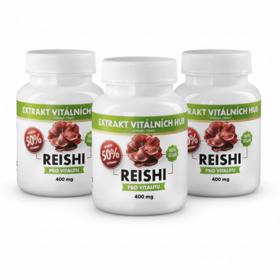 Reishi 50% - Leskokorka lesklá 360 kapslí  2 + 1 ZDARMA
