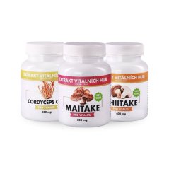 Energie, vitalita a hormonální rovnováha - Cordyceps + Maitake + Shiitake 2+1 ZDARMA
