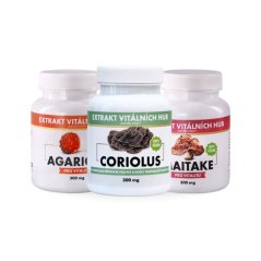 Buněčná ochrana a podpora přirozené imunity - Agaricus + Maitake + Coriolus 2+1 ZDARMA
