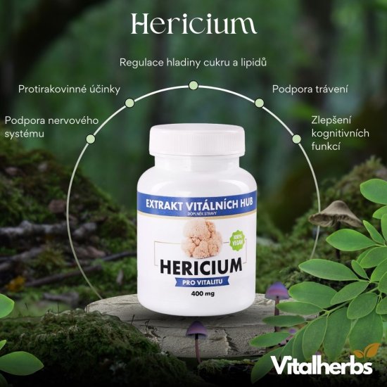 Hericium, Lví hříva 360 kapslí  2 + 1 ZDARMA