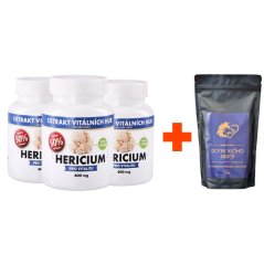 Výhodné balení Hericium 50% (3X Hericium 50% 120 kapslí + Houbová káva "Dotek Vlčího Srdce" ZDARMA)