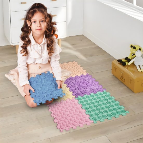 Masážní podložka Puzzle Mix Pastel 6 prvků