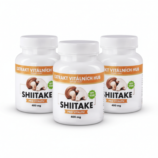 Shiitake - Houževnatec jedlý 360 kapslí 2 + 1 ZDARMA