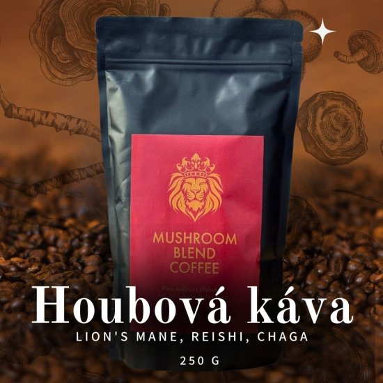 Houbová káva (Káva Arabica, Lví Hříva, Reishi, Chaga) 250 g
