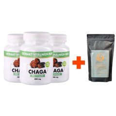 Výhodné balení Chaga (3X Chaga 120 kapslí + Houbová káva "Moudrost Tichých Hor" ZDARMA)