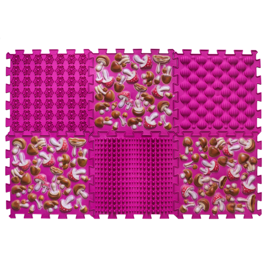 Masážní ortopedická podložka Puzzle Mix 6 modulů růžová houba - Počet prvků: 6