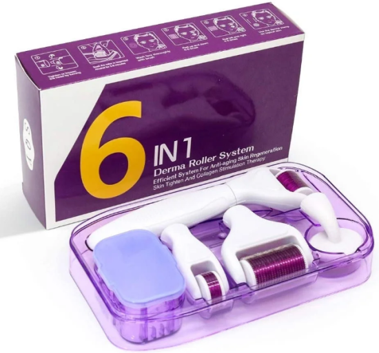 Derma roller pro mikrojehličkování 6 v 1 na obličej a tělo