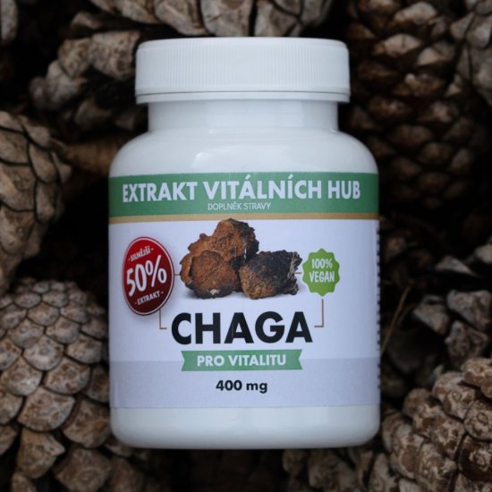 Chaga 50% - Rezavec šikmý  min.50% polysacharidů a 20% Beta glukanů