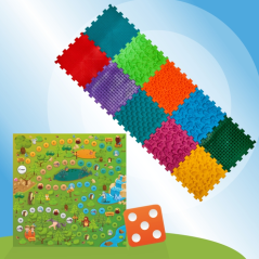 Masážní ortopedická podložka Ortek "Puzzle Mix" 10 modulů + Hra "Lesní dobrodružství"