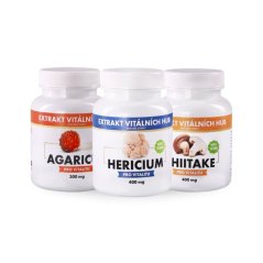 Trávení a zdravá střevní mikroflóra - Agaricus + Hericium + Shiitake 2+1 ZDARMA