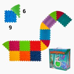 Masážní podložka Puzzle Dinosauři 9 prvků + 6 trojúhelníků