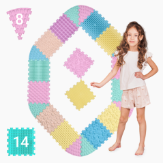Masážní podložka Mega Mix Puzzle 14 dílů + 8 sektorů pastel