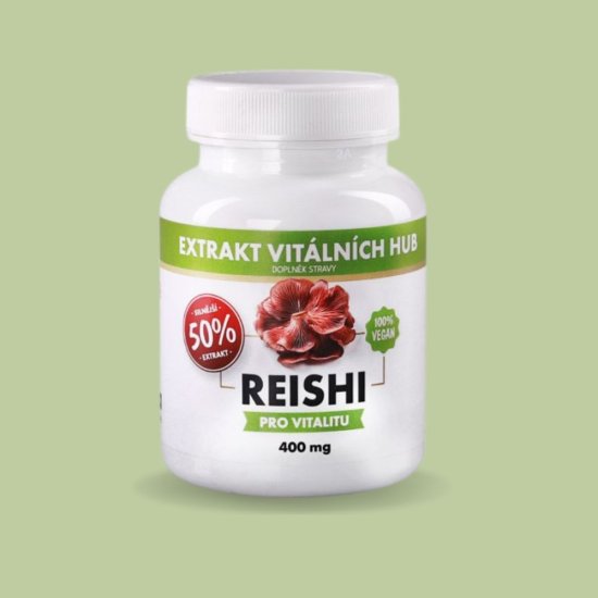 Reishi 50% - Leskokorka lesklá min.50% polysacharidů a 20% Beta glukanů