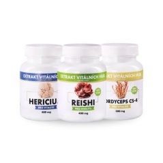 Mozek, nervy a duševní rovnováha - Hericium + Reishi + Cordyceps 2+1 ZDARMA