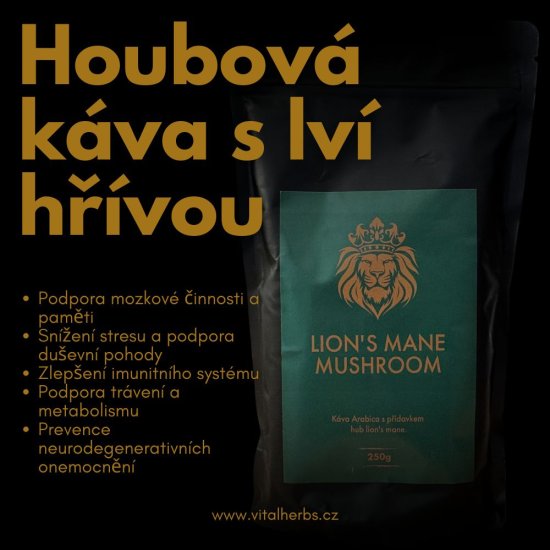 Houbová káva s Lví Hřívou (káva Arabica, Lví hříva) 250 g