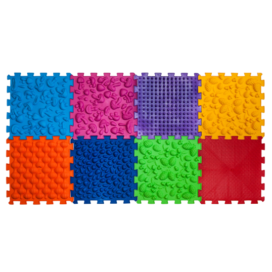Masážní ortopedická podložka Ortek "Puzzle Mix" 8 modulů + Hra "Lesní dobrodružství"