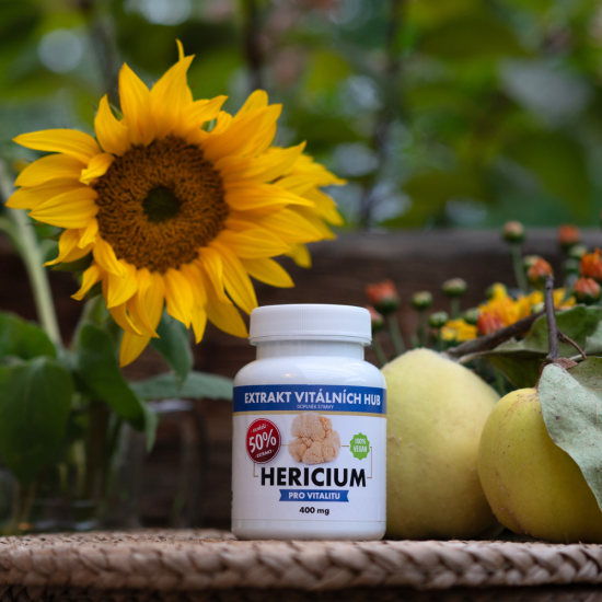 Hericium 50%, Lví hříva min.50% polysacharidů a 20% Beta glukanů