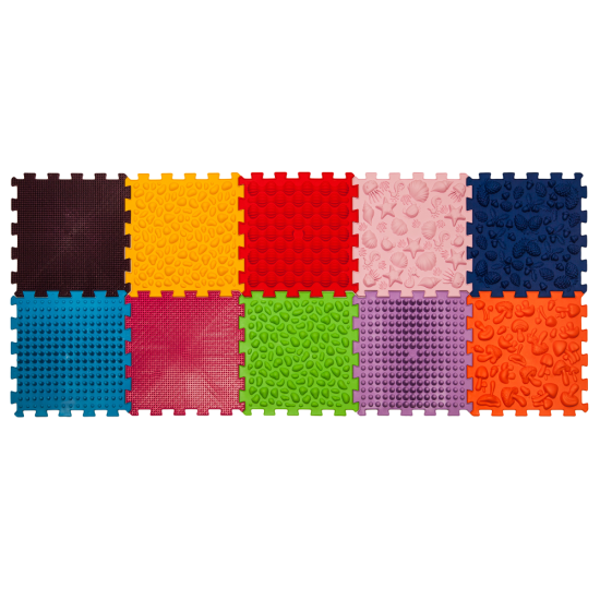 Masážní podložka Puzzle 10 prvků + 6 trojúhelníků - Počet prvků: 16